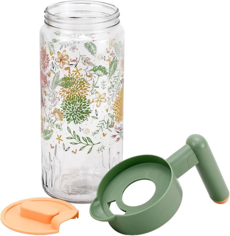 HEREVIN جركن ماء زجاجي فاخر سعة 1.46 لتر من هيرفين مع غطاء أخضر من PP، شفاف - Image 4